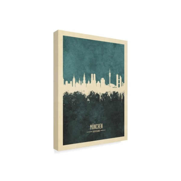 Michael Tompsett 'Munich Germany Skyline Teal' Canvas Art,18x24